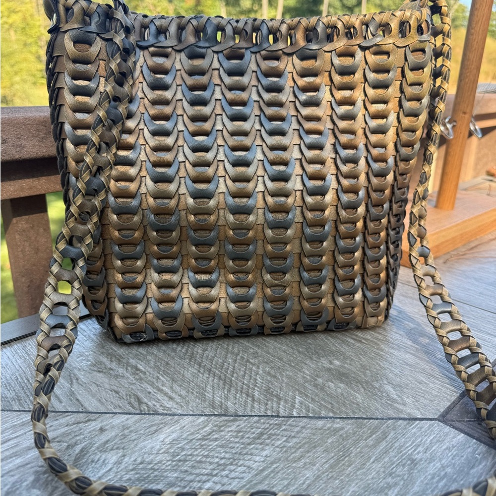 EUC! Marc Chantal Luxury Designer Hand Woven Leather Crossbody Bag - Picture 10 of 11
